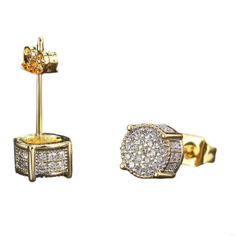 2025 جديدة متلألئة مستديرة الأزرار أقراط الأذن الأذن #4