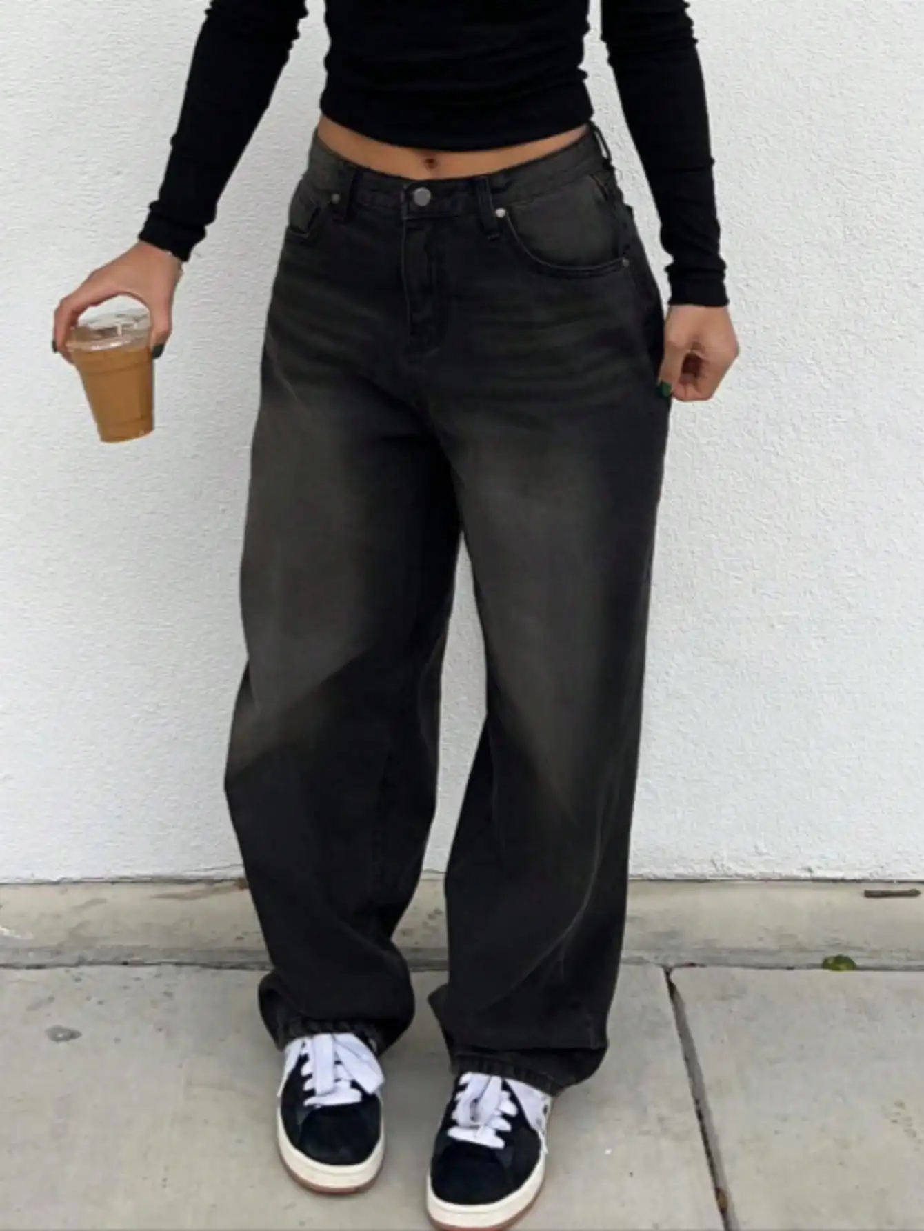 

Women's High Waist Wide Leg Loose Fit Casual Denim Jeans with Pockets