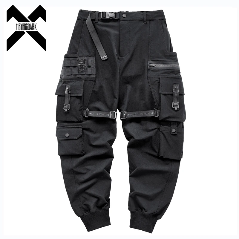 Pantaloni Cargo tattici delle migliori marche uomo moda pantaloni Multi tasche funzionali pantaloni Hip-Hop Streetwear Techwear nero WB765