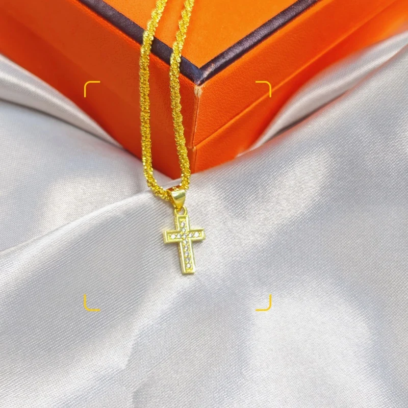 Klassische Kreuzanhänger-Halskette aus Edelstahl, geometrischer Choker, Partygeschenk für Frauen – Detail 11