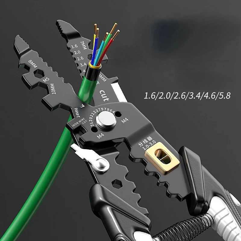 Imagem -03 - Multifuncional Fio Especial Descascando Alicates para Eletricista Cortando a Pele Pressionando Enrolamento Tesoura 25 em 1