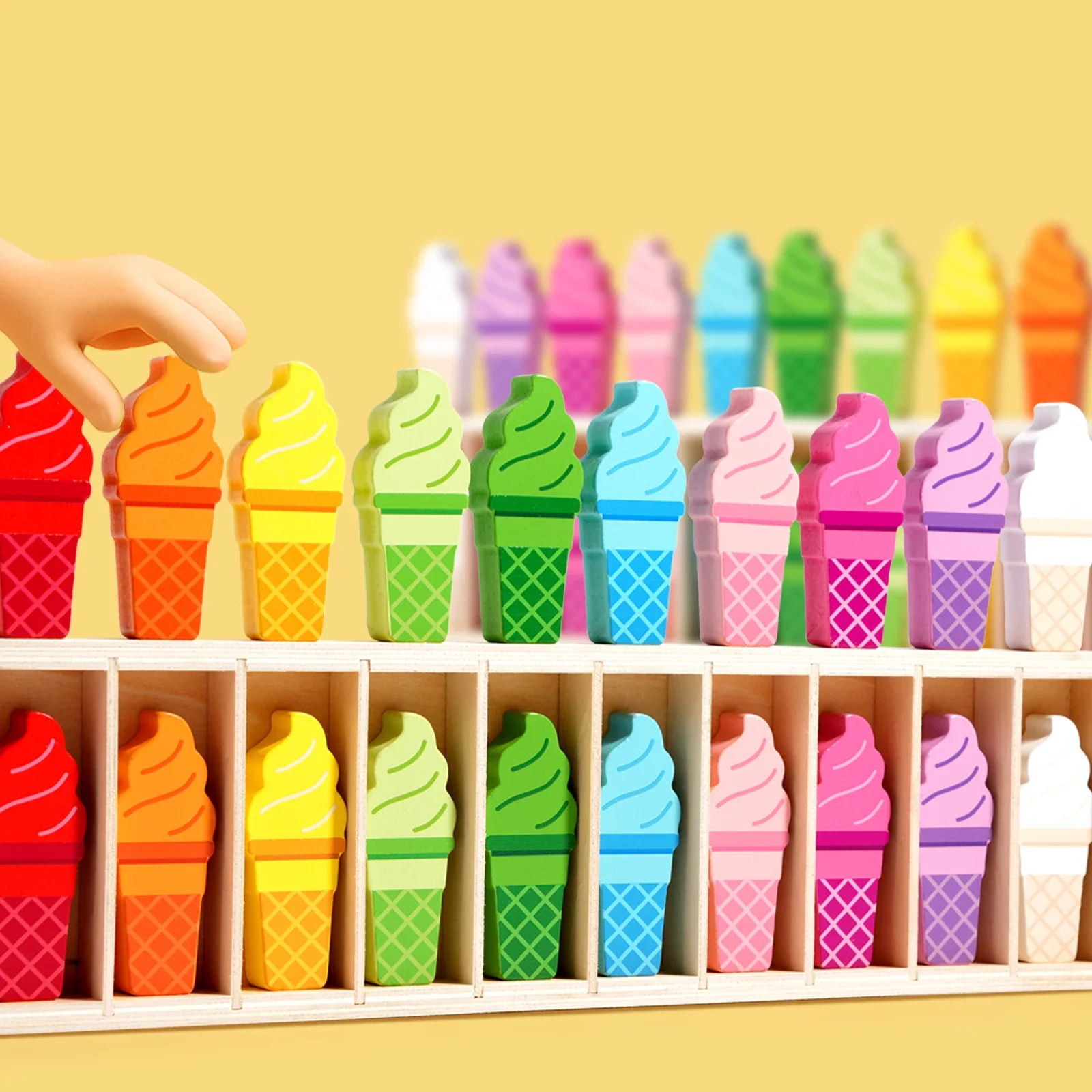 เกมจับคู่ไอศกรีมสร้างสรรค์ เกมฝึกความจำ ฝึกการรับรู้สี ของเล่นเสริมพัฒนาการสำหรับเด็กชายและเด็กหญิง