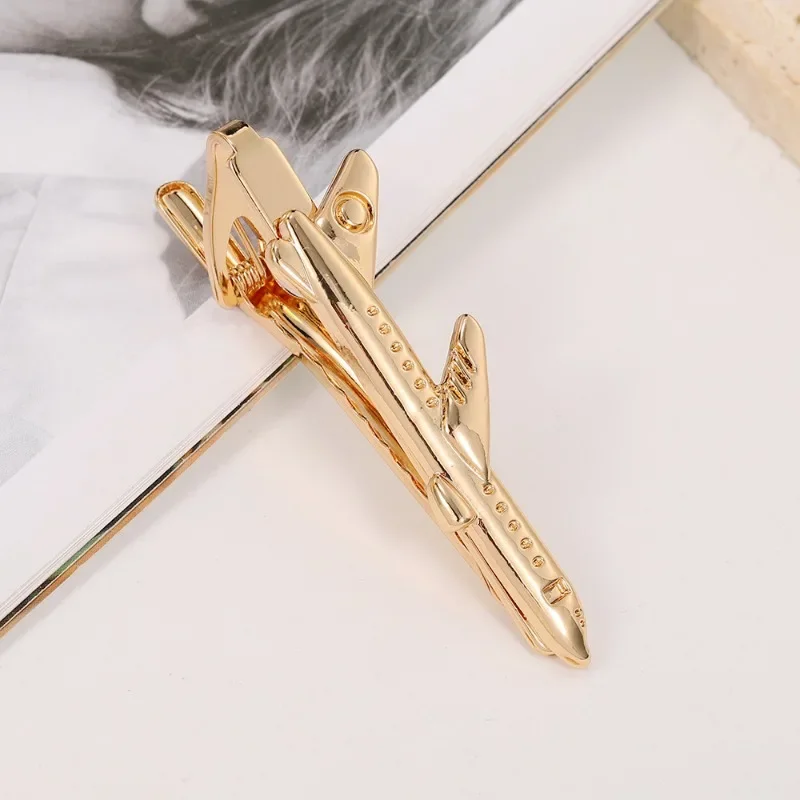 Aircraft Rocket Metal Tie Clip Personalized Fashion Men's French Formal Business Office Convenient High Suit Accessories