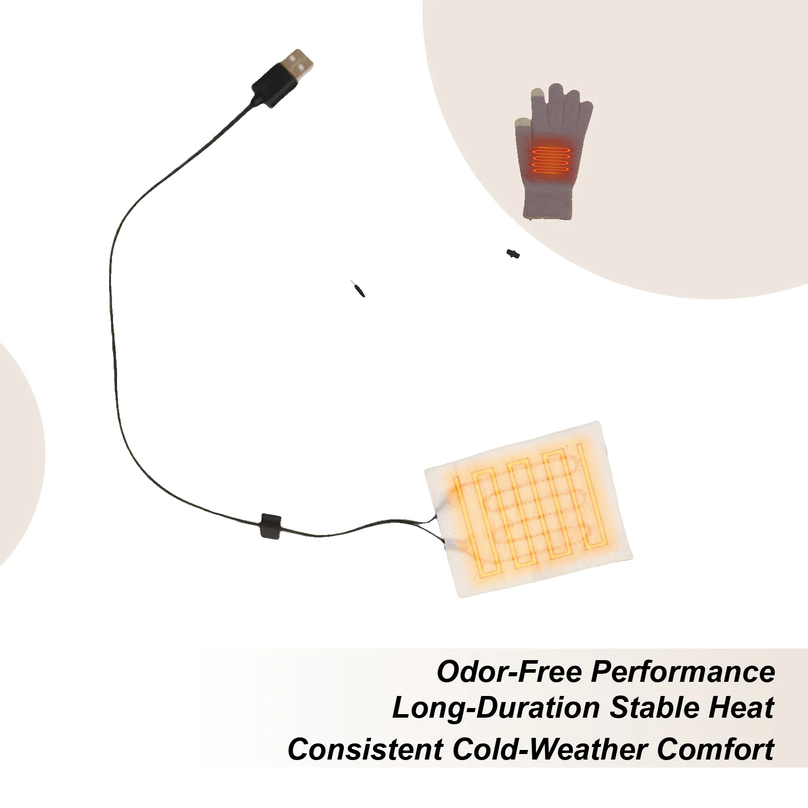 Gloves Heating Pad 5V Fast Heating Energy-Saving Cold Weather Heated Finger Gloves Pad For Men Women Home Office Outdoor
