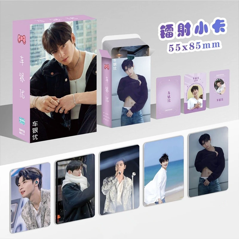 

55Pcs/Set Cha EunWoo Laser Lomo Card - Korean Idol Holographic Photo Cards Fans Gift