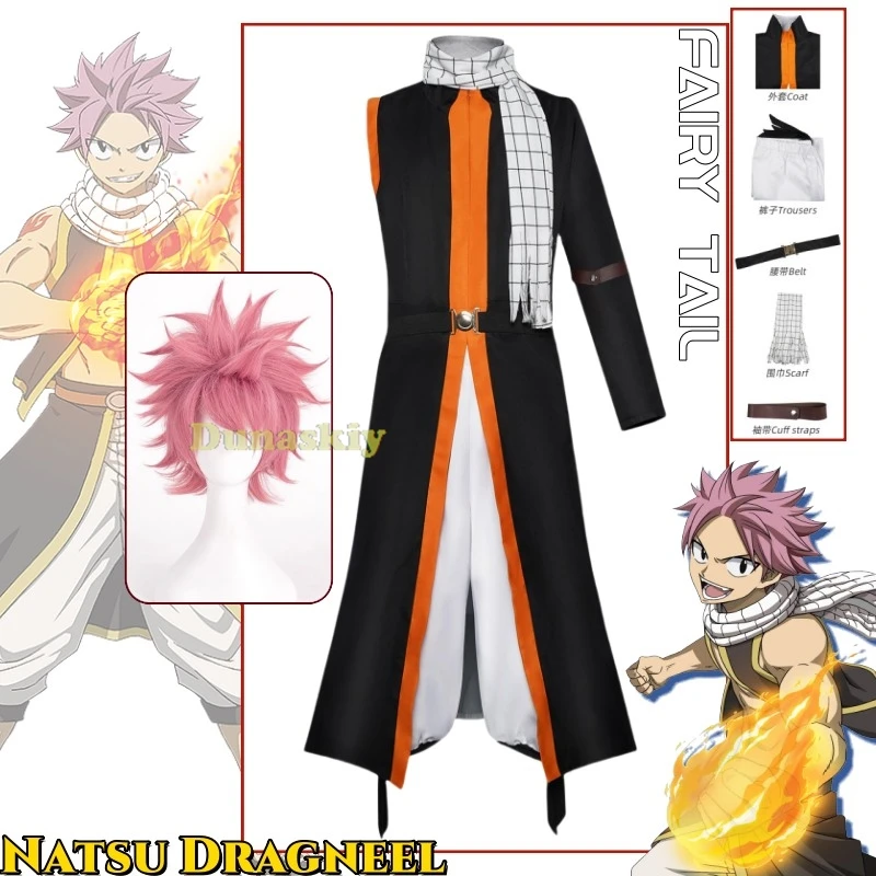 Natsu Dragneel Anime TAIL Etherious Cosplay Costume Full Set Scarf Wig Halloween Carnival Costumes END Seven Years Later Suit