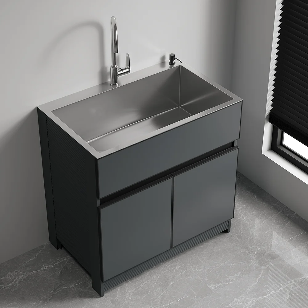 Stainless Steel Sink Cabinet Balcony Laundry Cabinet Bathroom Cabinet Household Kitchen Vegetable Basin Honeycomb Aink Ldry Sink