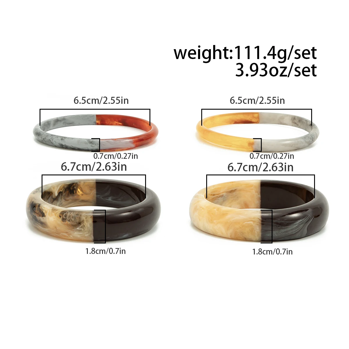 Ingemark 4-teiliges Set Elegantes Harz-Acryl-Armband für Frauen Minimalistisches Mehrschichtiges Gestapeltes Rundes Armreif Schmuckgeschenk – Detail 5
