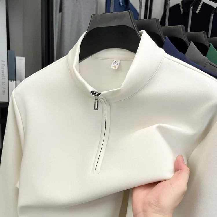 

American Sle Heavyweight Hoodie Men's Long Sve T-irt Spring Autumn Top Zipper Stand Collar Versatile Inner irt