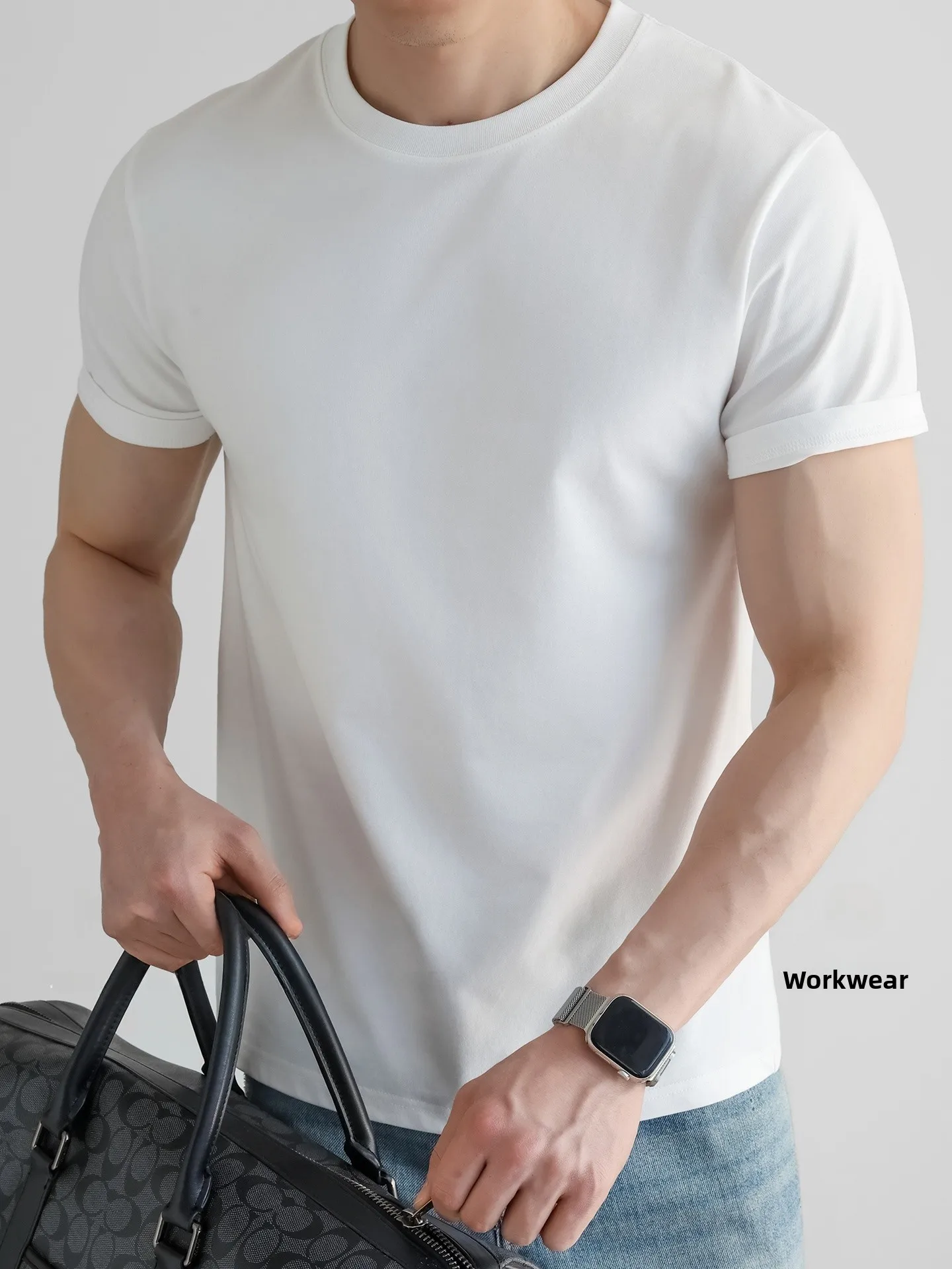 Men's Short Sleeve T-Shirt High Density Long Staple Cotton Quick Dry Outdoor Sports Breathable Standard Fit Casual Style