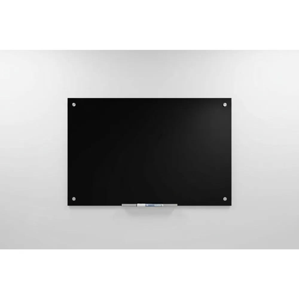 

24x36 Inch Black Glass Dry Erase Board with Marker, Frameless Design for Office Classroom Home Use
