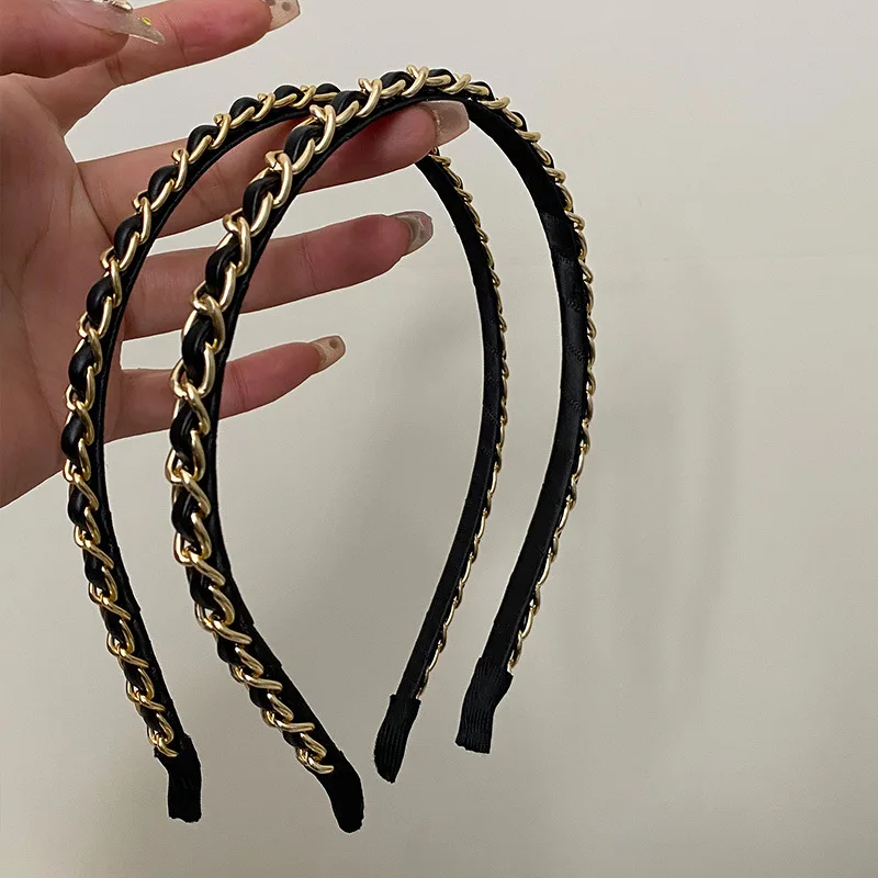 

Элегантный корейский тонкий ободок-цепочка для волос, новый осенний стиль, повязка для коротких волос, для повседневных выходов, модная заколка-хит продаж