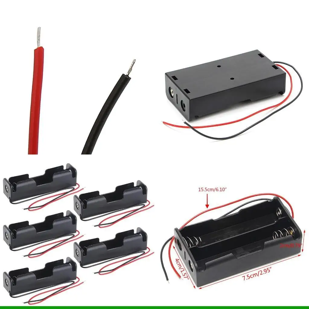 

U55C 5 Pcs 18650 Rechargeable Battery 3.7V Clip Holder Box for Case With Wire