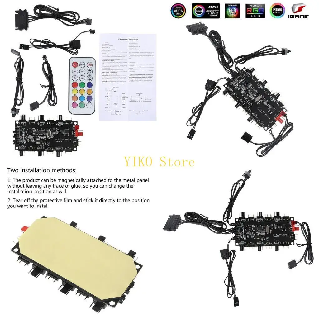 K32C PWM & ARGB LED Controller Hub 8 Ports 12V 4Pin Fan 5V 3Pin Wireless