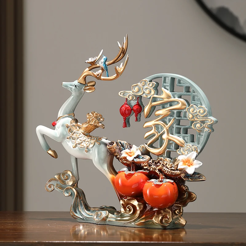 New Chinese Lucky Deer Ornament High-end Home Living Room Office Ornament New Home Moving Creative Home Character Ornament