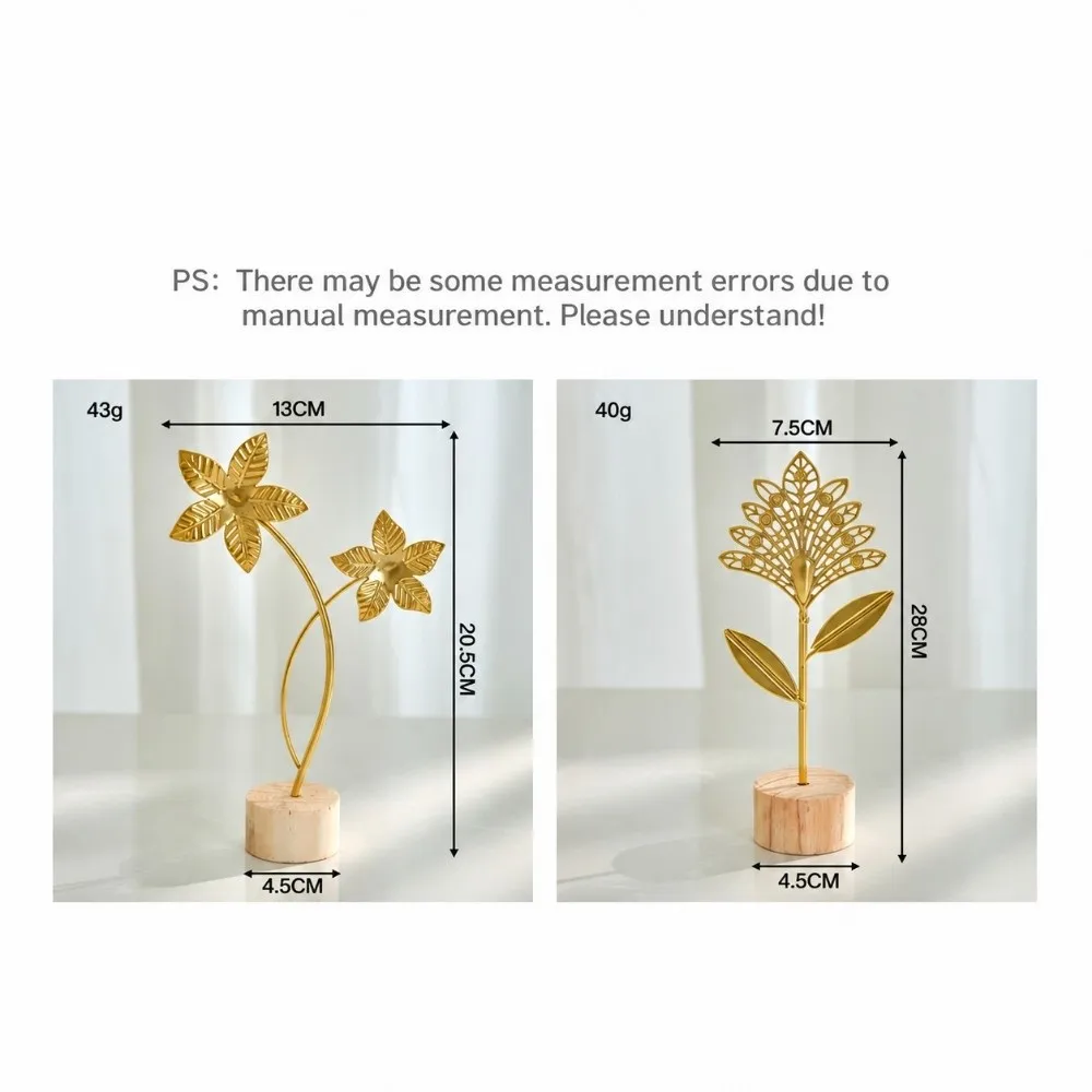 Wood Base Home Decoration Ornaments Sunflower Leaves Butterfly Hollow Out Ginkgo Leaf Ornament Gold Green Flower Shape