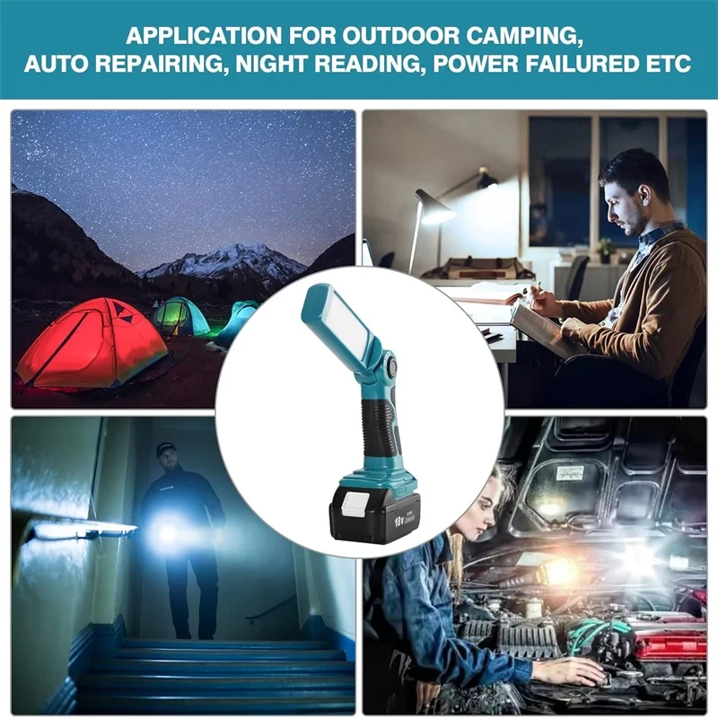 يده LED ضوء العمل مصباح يدوي محمول في الهواء الطلق ضوء لماكيتا/ديوالت/ميلووكي/بوش/ريوبي 18 فولت بطارية ليثيوم أيون أداة الخفيفة