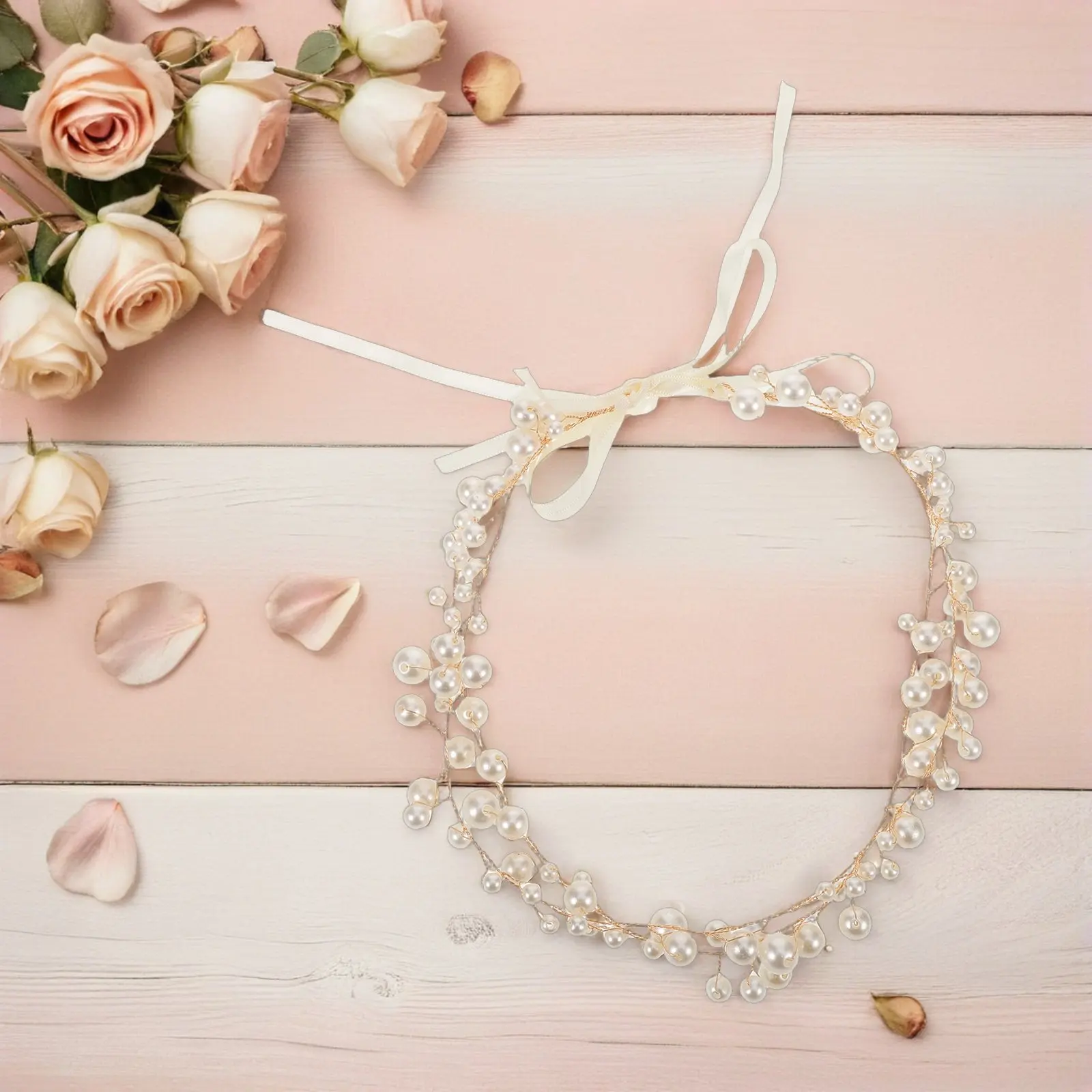 

Жемчужная свадебная заколка-венок: Элегантная цепочка для волос, украшение для свадеб и банкетов, аксессуар для прически невесты, жемчужная повязка на голову