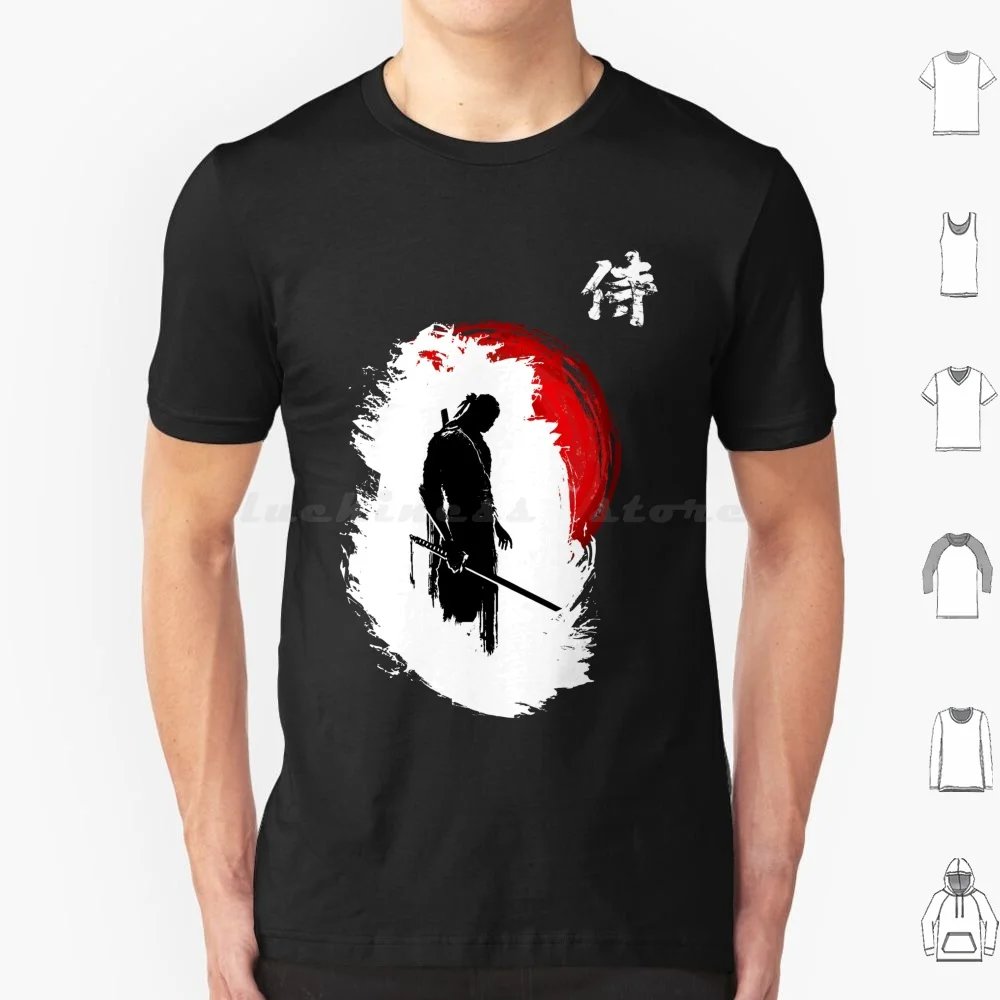 Camiseta de algodón para hombre y mujer, camisa con estampado artesanal de Ronin Budo Bushido, espada Katana japonesa, caza de artes marciales, Lone (blanco)