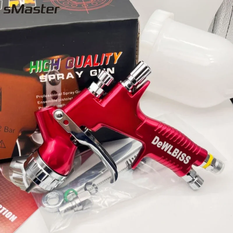 sMaster Spray Gun G T I Pro Painting Gun TE20 1.3mm Nozzle Red With Mixing Cup Water Based Air Spray Gun Airbrush