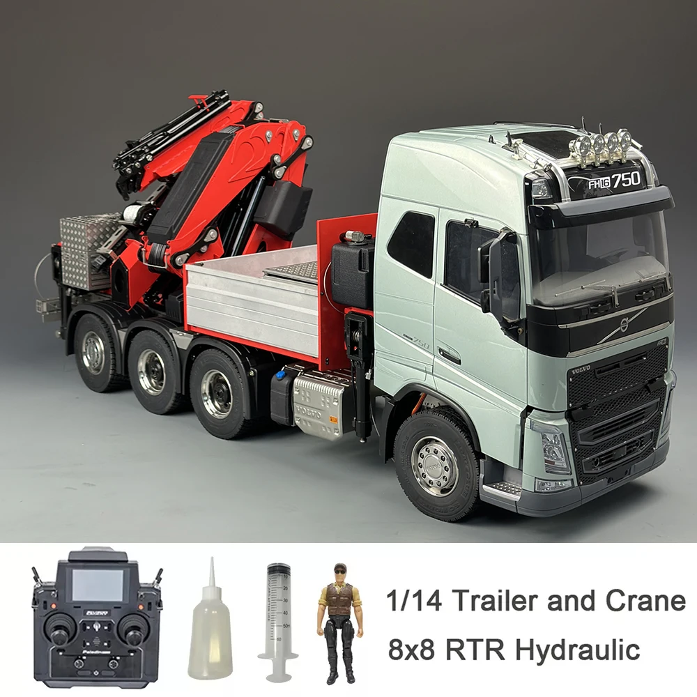 Tamiya 1/14 RC Hydraulic Trailer Crane 8x8 FH750 Metal Truck Model with Rear Steering F1650 Truck Crane RC Car Adult Toy