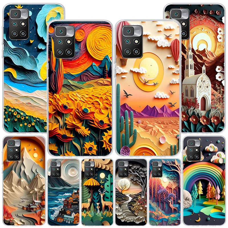 Funda Phnoe de árboles naturales en las gamas de montaña para Xiaomi Redmi 12, 12C, 10, 10A, 10C, 10X, 9, 9A, 9C, 9T, 8, 8A, 7, 7A, 6, 6A, S2, K20 Pro, K40, Uniq