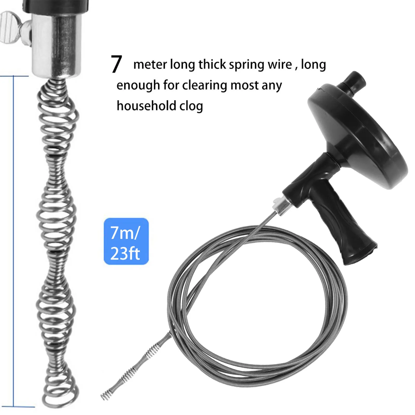 3/7M Pipe Dredging Tool Auger Drain Pipe Sewer Unblocker Bathroom Kitchen Drain Cleaner Sink Basin Pipeline Clogged Remover Tool