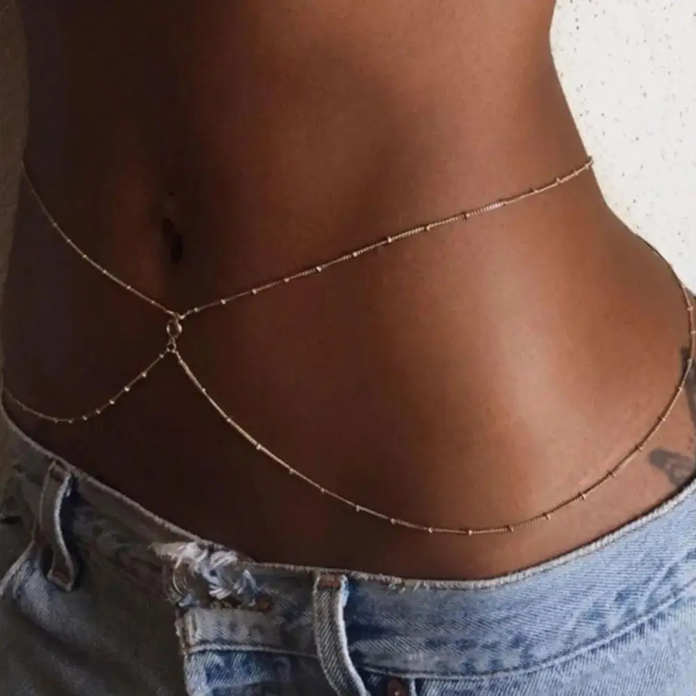 Fashion Simple Double Layer Bead Chain Ladies Waist Belly Chain Belly Belt Chain Fashion Body Jewelry Spring Summer Gifts