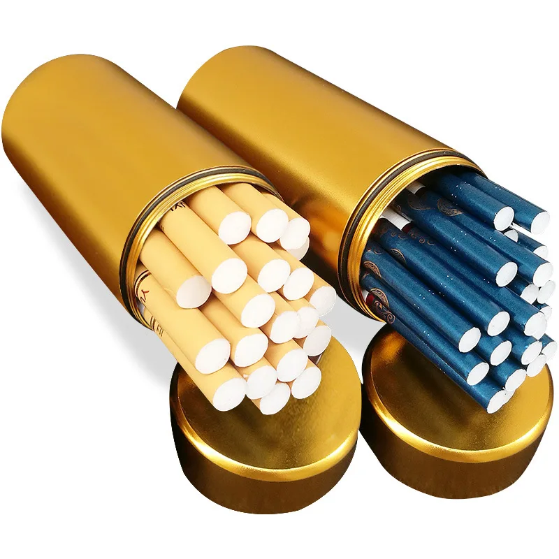 Metal Cigarette Cigar Case Hold 50 Cigarettes Sealed Moisture Proof Household Cigarette Box for Both Thick and Thin Cigarettes