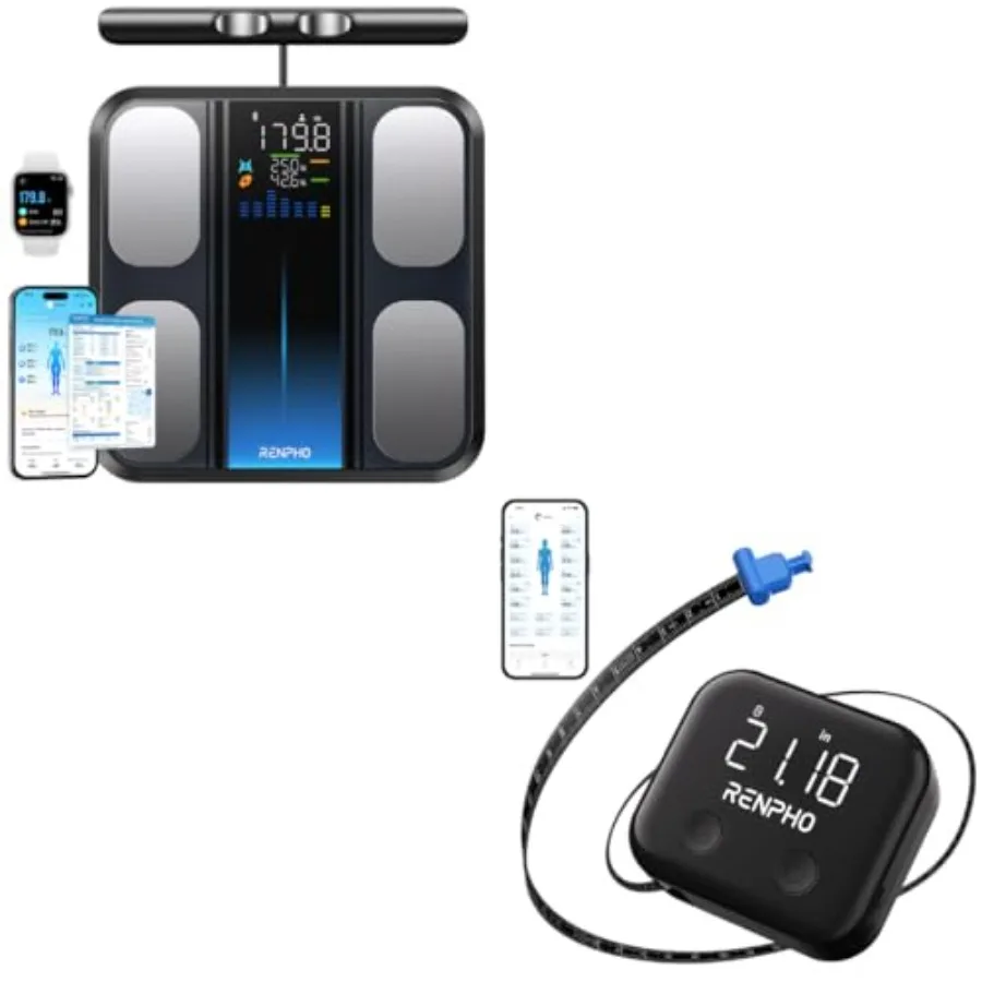 

Scale for Body Weight and Fat Percentage and Smart Body Measuring Tape with App