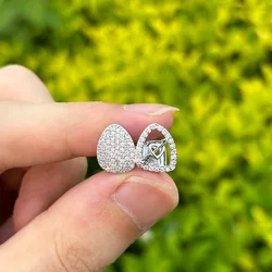 RACHELZ Hip Hop Double Love Heart Hollow Zircon Teeth Grillz 14K Gold Plated CZ Stone Tooth Caps For Women Men Couple Jewelry