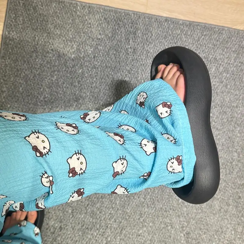 Sanrio Hello Kitty женские пижамные штаны Kawaii мультфильм летние спальные штаны тонкий стиль повседневная одежда для сна брюки домашняя одежда новинка