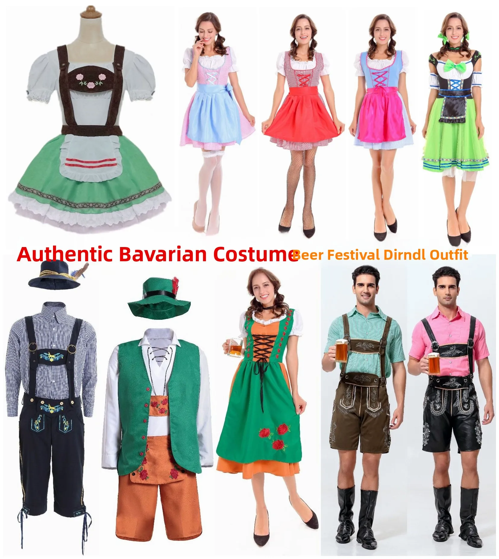 

Halloween Bavarian Munich Beer Festival Couple Outfits Maid Costume Party COSPLAY Performance Clothing Women's Traditional Wear
