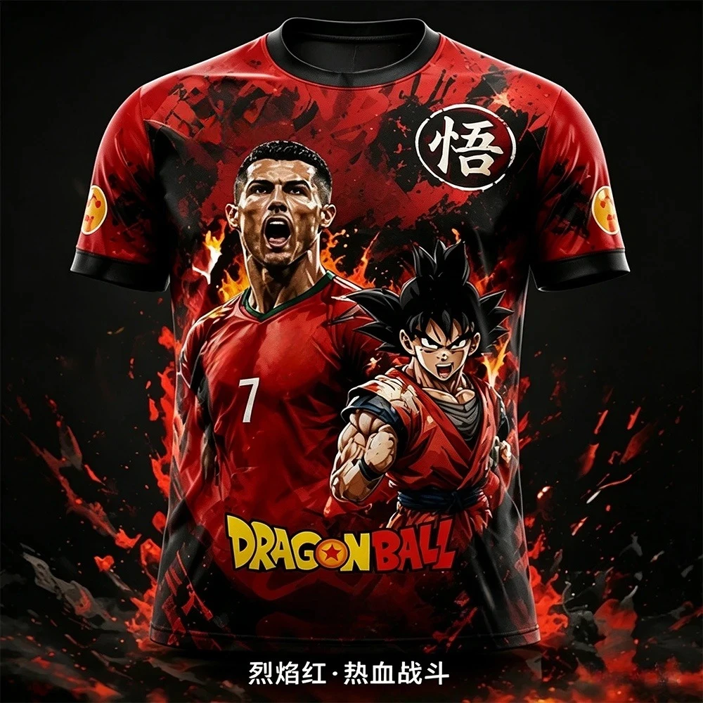 Hot Selling 2026 Japanese Anime Dragon Ball Adult Men's and Women's Football Shirts Wukong Anime Children's Sports 3D T-shirts