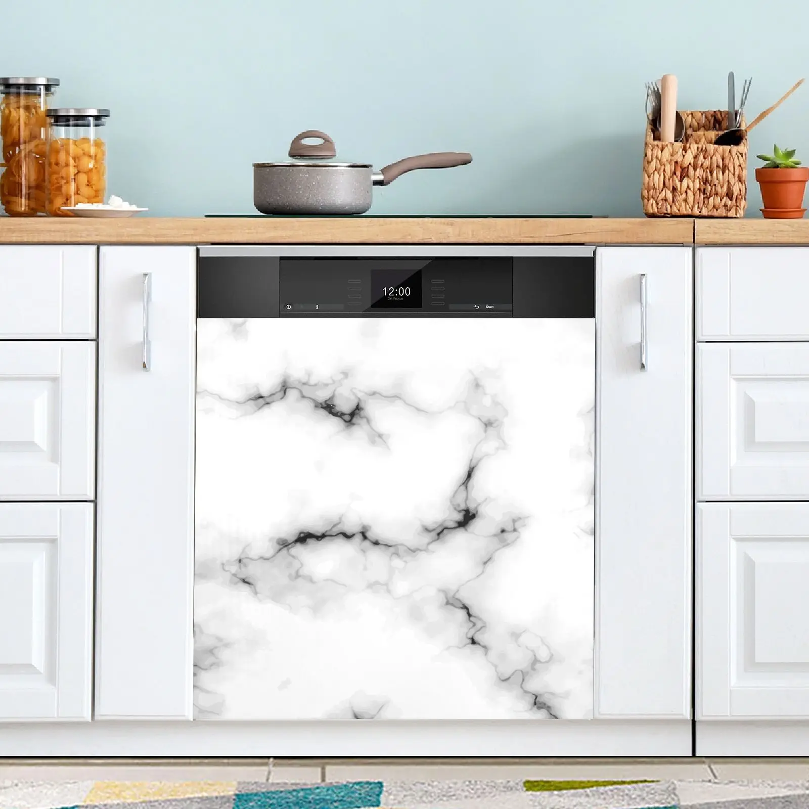 Art Kitchen Dishwasher Magnetic Stickers Waterproof and Anti fouling PVC Home Decoration Refrigerator Sticker Marble printing