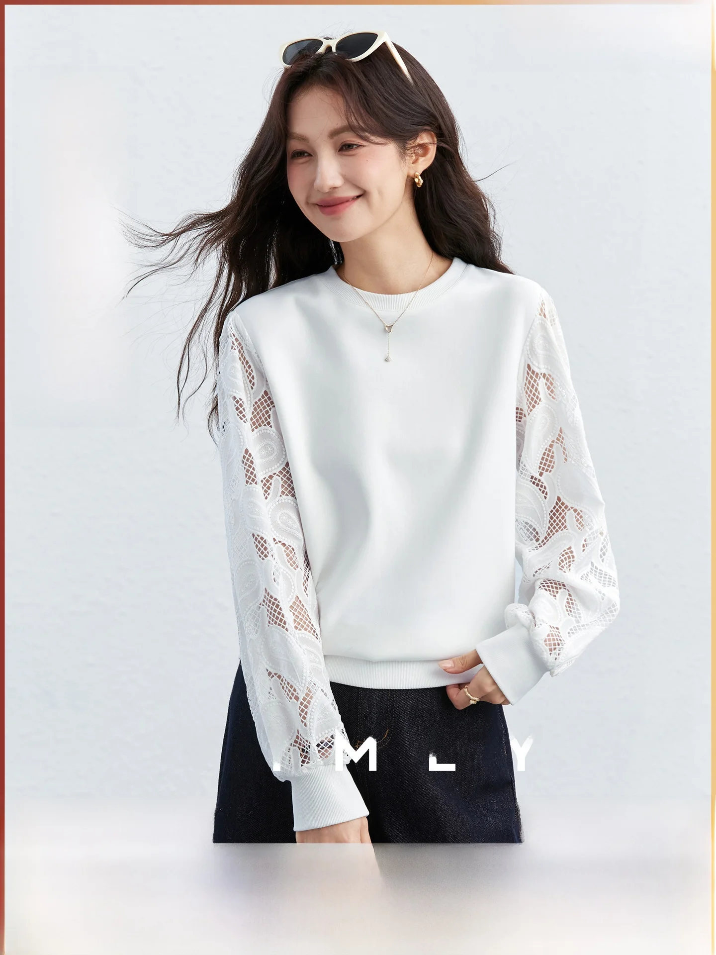 

Женская модная толстовка с круглым вырезом и вышивкой, новинка весенней коллекции, с вырезами, повседневная, из смесового хлопка и полиэстера