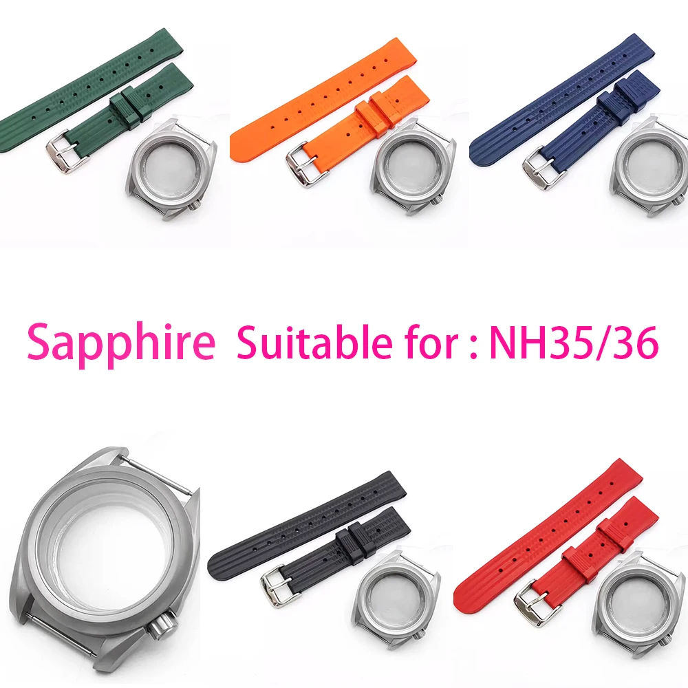 40mm Sandblasted case 3.8 handle position Rubber strap Sapphire suitable for NH35/36/38/70/4R movement waterproof