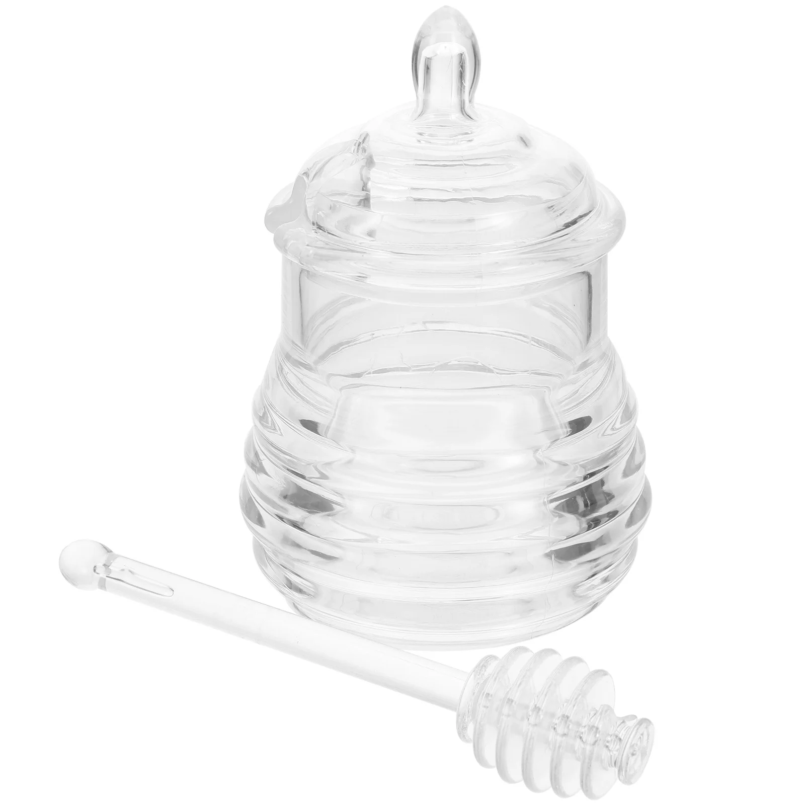 

1Set Honey Jar Clear Plastic Honey Container Storage Jar for Kitchen Food Preservation with Lid Rod Dispenser Syrup Dispenser