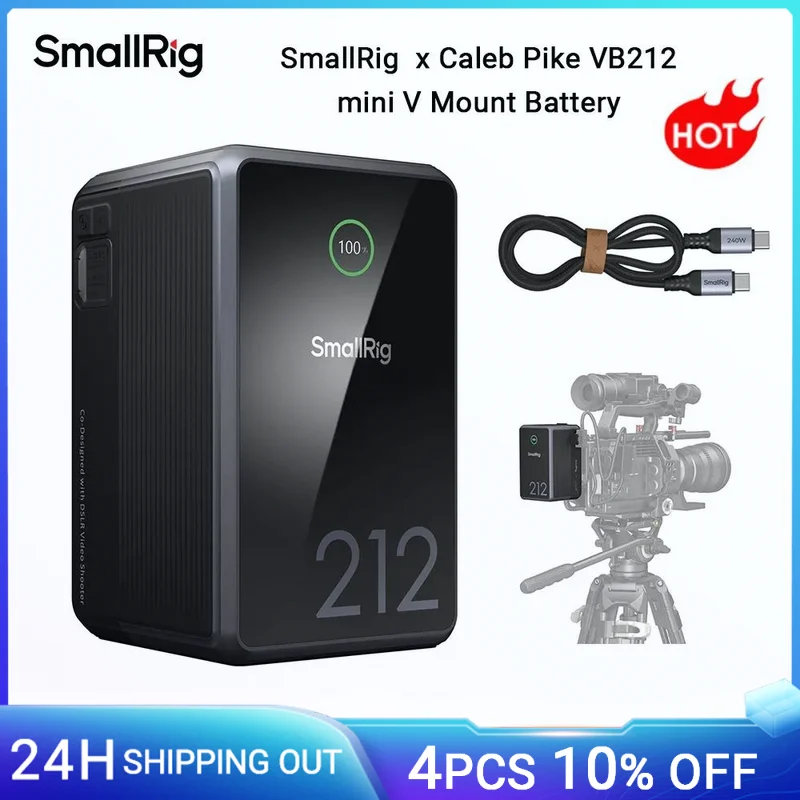 SmallRig  x Caleb Pike VB212 mini V Mount Battery Support 140W (Max.) Fast Charging for Mirrorless Camera Monitor-4293