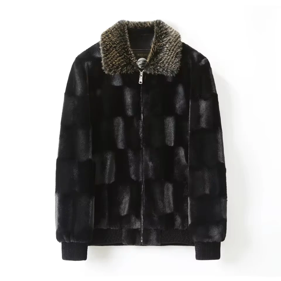2025 Winter Fashion Men's Solid Color Casual Trendy Simple Basic Daily Thicken Turn-down Collar Faux Fur Coats Male Jackets Tops
