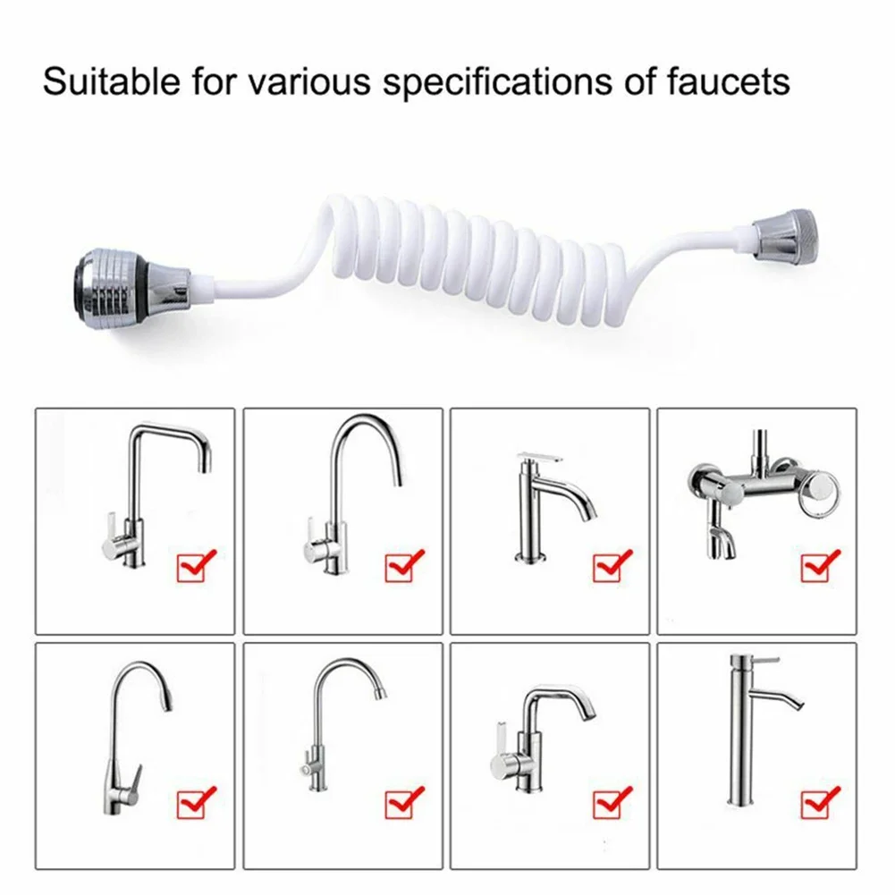 

Kitchen Sink Faucet Extender with Spray Nozzle Flexible Hose 360 Degrees Rotation Easy Installation ABS Material