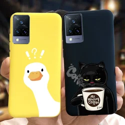 For Vivo V21 4G 5G Case Cute Duck Cat Soft Silicone Matte Cover For Vivo V21e V 21 V 21e VivoV21 Bumper V2066 V2050 V2061 Fundas