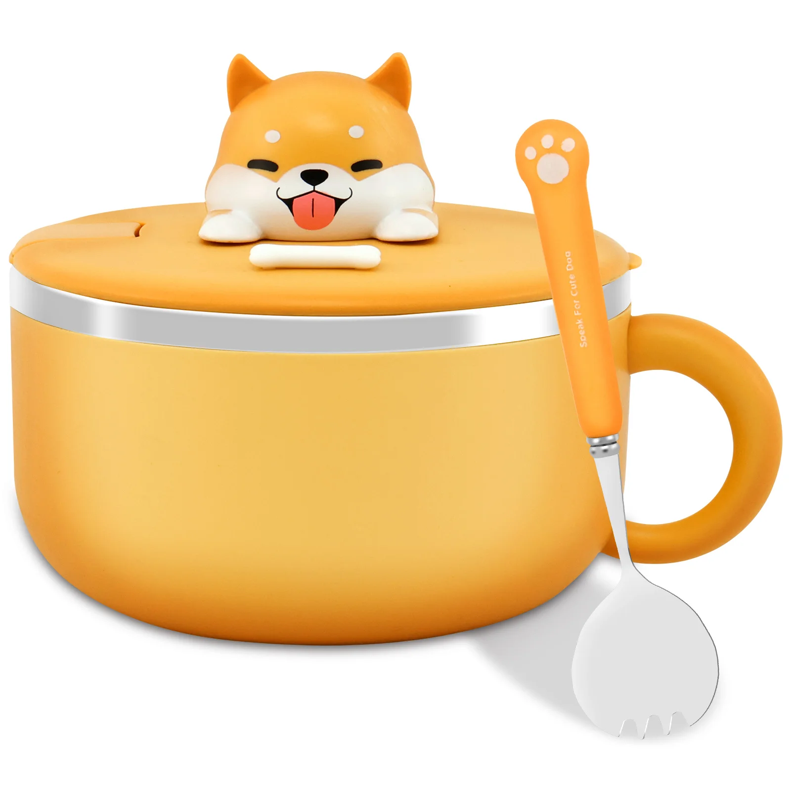 Cuenco de Ramen de 1200ml, cuenco de fideos de acero inoxidable 304 con tapa y Spork resistente al calor con asas, cuenco de fideos Ramen, cocina