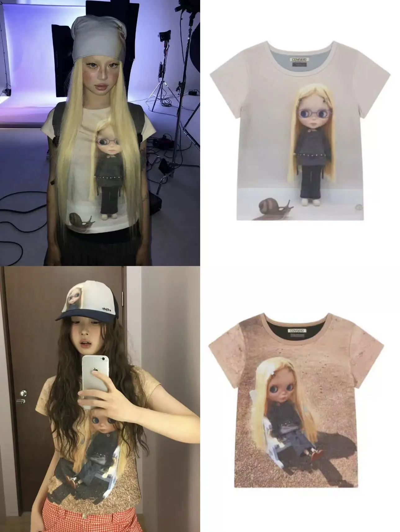 Coyse Big Eye Doll Digital Print Retro Style Design Sense Round Neck Casual Short Sleeve T-Shirt