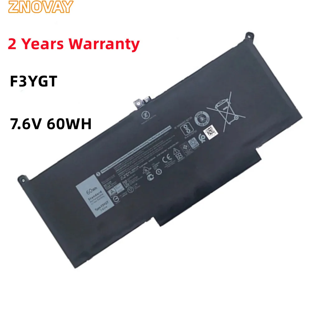 

ZNOVAY F3YGT 7.6V 60WH Laptop Battery for DELL Latitude 12 7000 E7280 E7290 E7380 E7390 E7480 E7490 F3YGT 2X39G DJ1J0