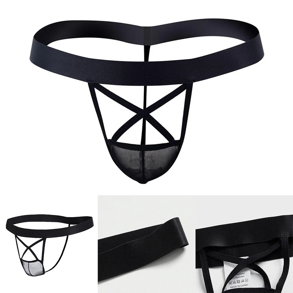 

For Special Occasions Open Butt Thongs Hollow Sexy Thongs For Men Thongs Black Stretchable Material Hollow T-back