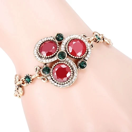 Unique Ethnic Bohemian Retro Gold Color Bracelet Femme Mosaic AAA Crystal Rhinestone Braslet African Bracelet Charms Accessories