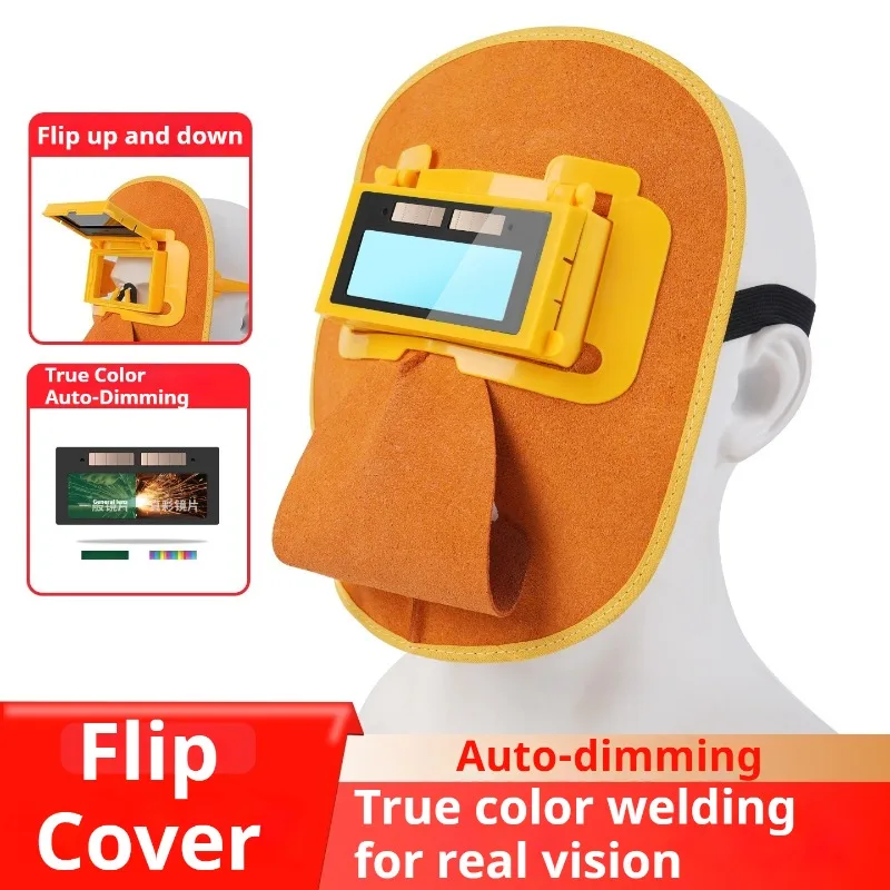 Lightweight Auto Darkening Welding Mask Convenient Flip-Up Leather Face Shield Professional Portable Grinding Protection Tool