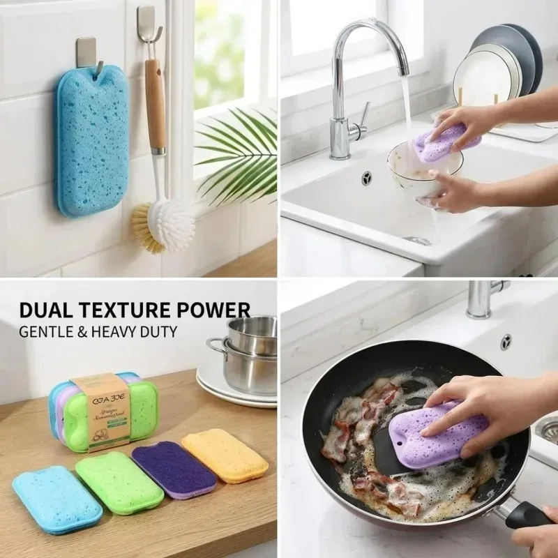 24/1Pcs Soft Sponge Absorbent Clean Rub Rust Scouring Pad Household Kitchen Dish Washing Double-sided Cleaning Brush Sponge Tool view 6