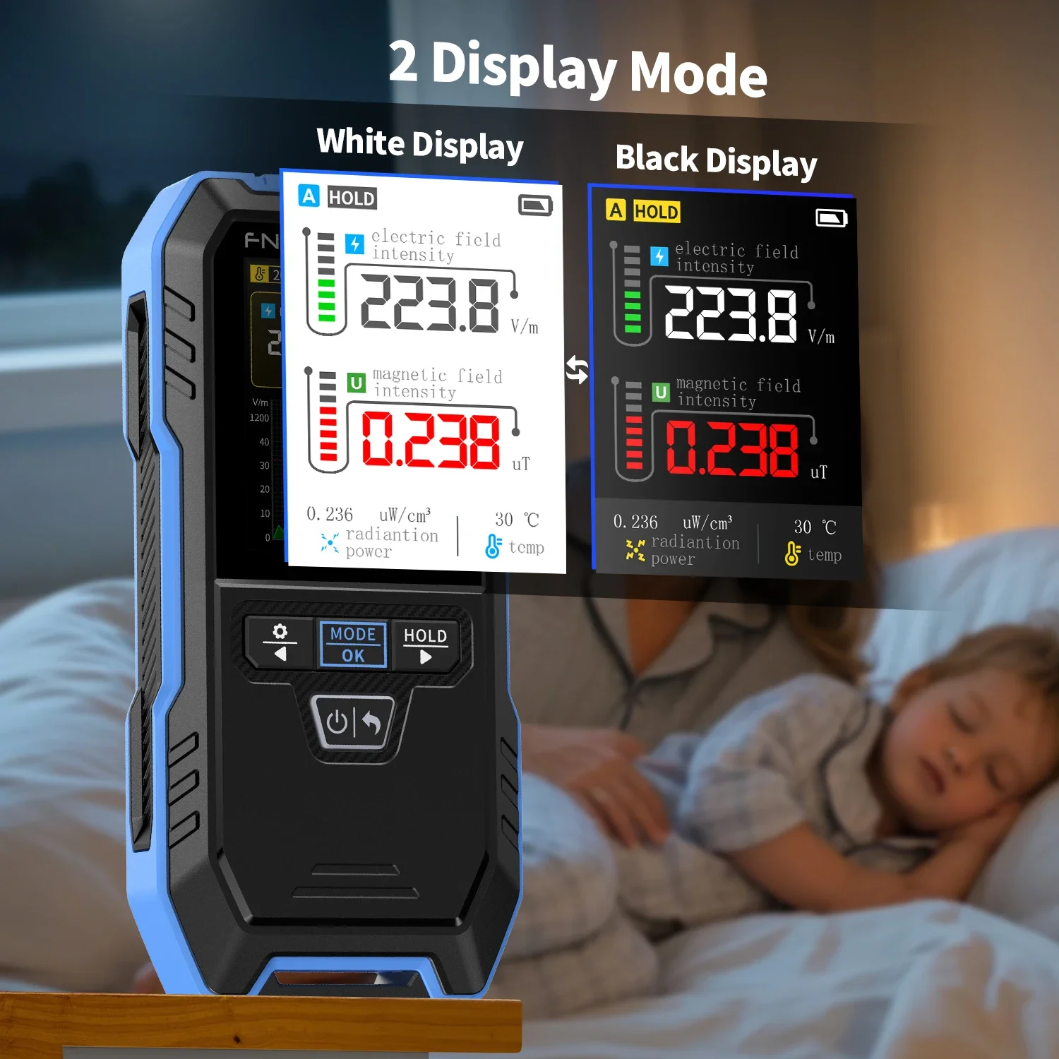 FNIRSI ERD-10 4-IN-1 كاشف الإشعاع الكهرومغناطيسي، قوة المجال الكهربائي والمغناطيسي، طاقة الترددات اللاسلكية، مراقبة درجة الحرارة #5